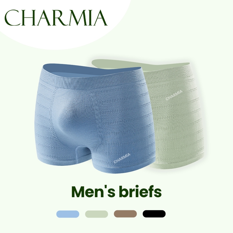 Charmia กางเกงบ็อกเซอร์ชาย ผ้าถักไร้ตะเข็บ นุ่ม สวมใส่สบาย ยืดหยุ่นสูง ไร้รอยตะเข็บเมื่อสวมใส่