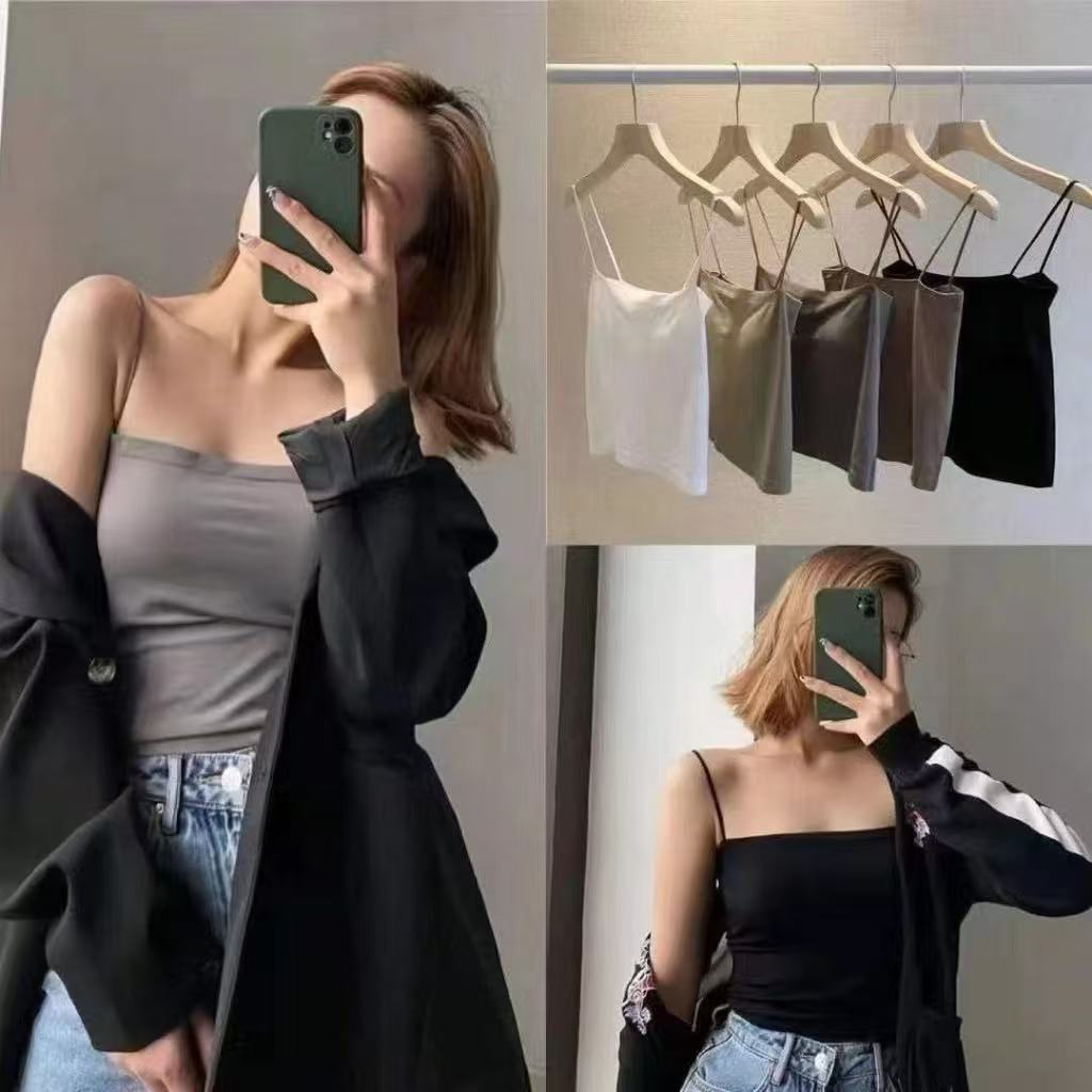เสื้อสายเดี่ยวเต็มตัว มีฟองน้ำในตัว ฟองน้ำเย็บติด  ซับใน ซับนอก แฟชั่นเกาหลี สุดฮิต สินค้าพร้อมส่ง ถุงบรรจุแยกชิ้น