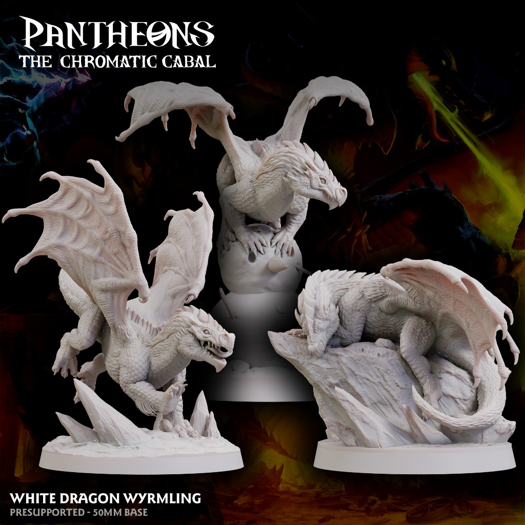 Pantheons - White Dragon - โมเดลสำหรับ DnD miniature, and other RPG's