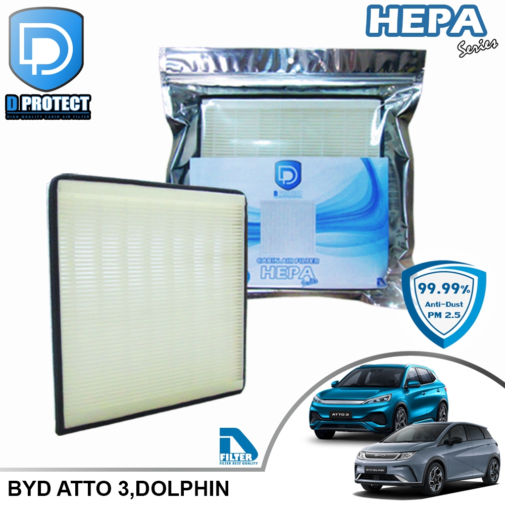 กรองแอร์ BYD Atto 3,ฺBYD Dolphin HEPA (Hepa Series) By D Filter (ไส้กรองแอร์รถยนต์) RB012H-ATTO3