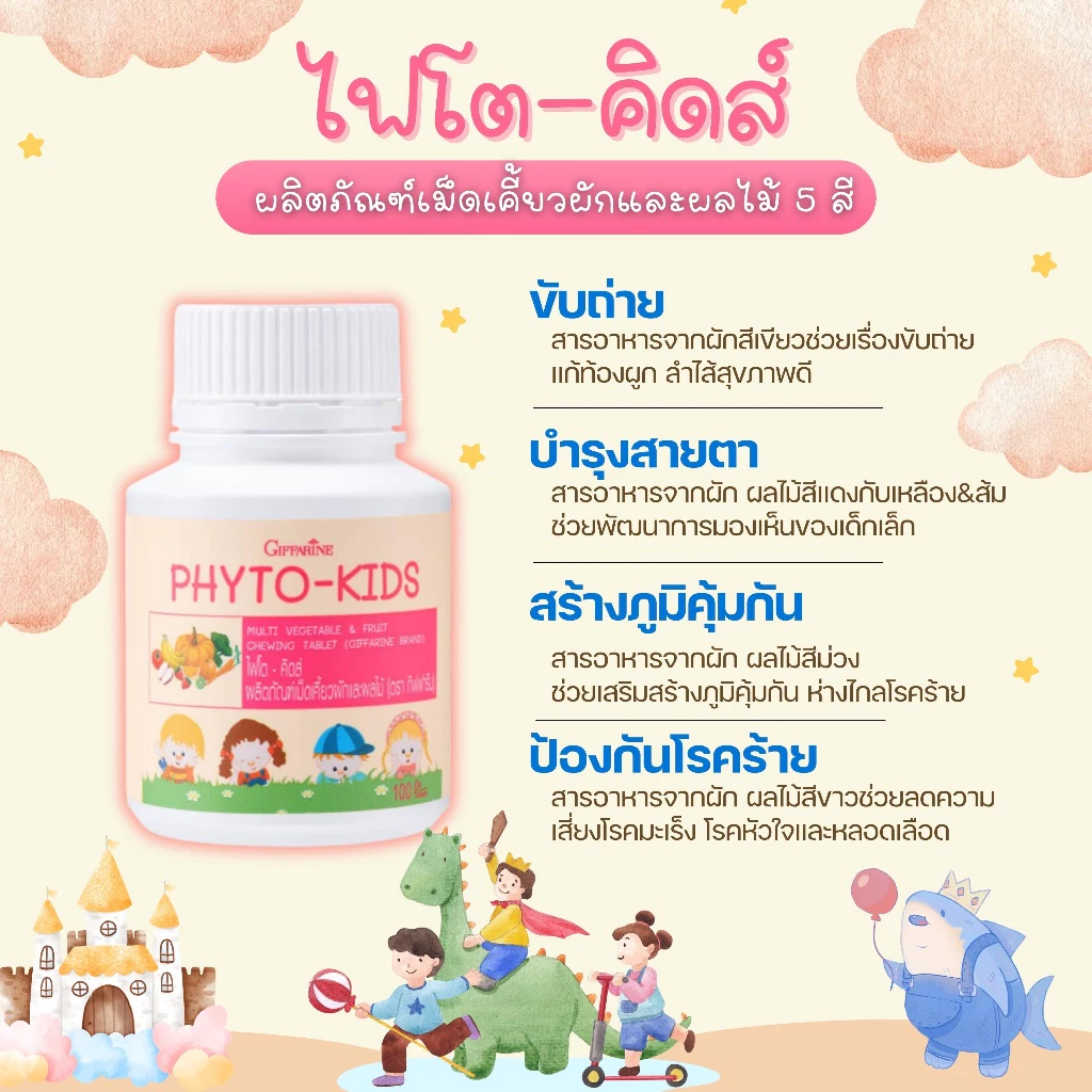 ไฟโต-คิดส์ ผักอัดเม็ด ผลไม้อัดเม็ด เม็ดเคี้ยวสำหรับเด็ก วิตามินเด็ก อาหารเสริมเด็ก ทานง่าย บำรุงสายตา ไฟเบอร์เด็ก thumbnail 3