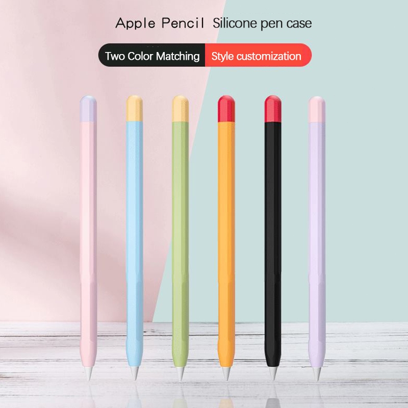 🔥ส่งจากไทย🔥ปลอกปากกา Apple Pencil สีตัดกัน เหมาะสำหรับ Apple Stylus รุ่น 1/2 ที่มีซิลิโคนป้องกันการตก
