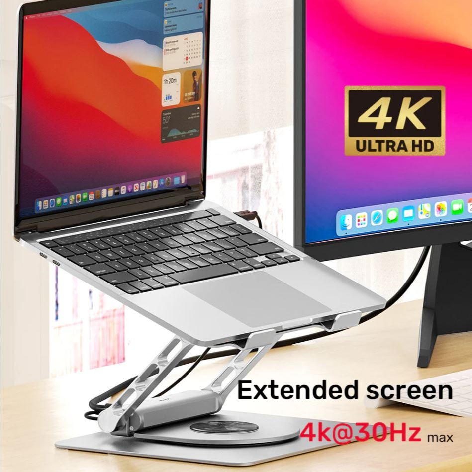 UNITEK Laptop Stand with Detachable 4K@30Hz USB-C Hub 360 Rotating Base up to 15.6'' Notebook #รุ่น 