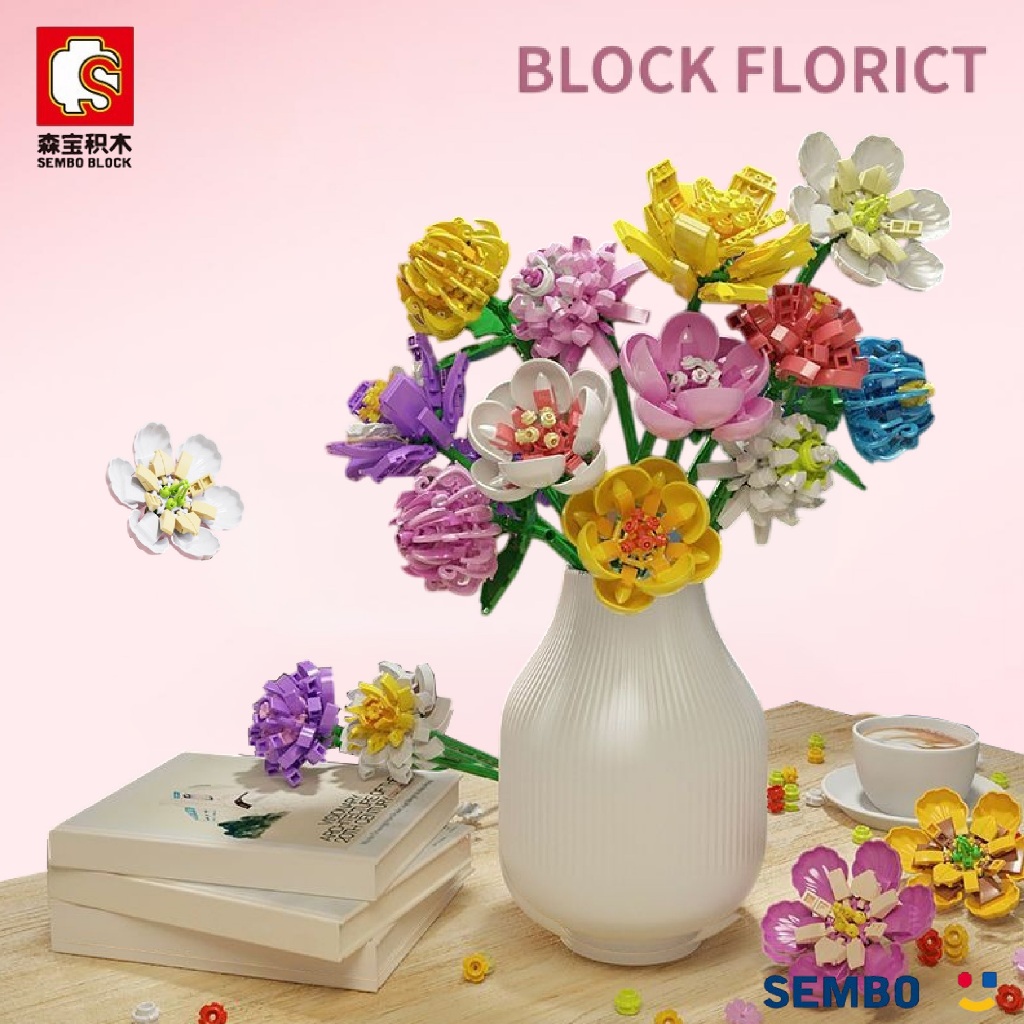 ตัวต่อ SEMBO BLOCK ช่อดอกไม้ สำหรับผู้หญิง ของขวัญวันเกิด สร้างสรรค์ ตกแต่งห้อง ของเล่น DIY - รูปที่ 4