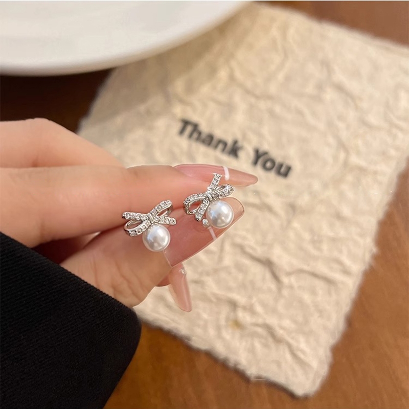 BWjewerly[ราคาต่อคู่] 925 เงิน ต่างหูสตั๊ดไข่มุกผีเสื้อ ต่างหูของผู้หญิงอินเทรนด์ใหม่ - รูปที่ 6