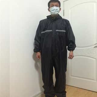 ชุดหมีกันละอองน้ำ นฝนชิ้นเดียวคุณภาพสูง (มีฮู้ด) มีแถบสะท้อนแสง M-3XL