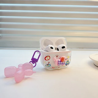 เคสหูฟังAirpods4 หมาชมพู เคสใสการ์ตูนนูน Airpods3 เคสหูฟังบลูทูธ gen gen1 gen2 เคสหูฟังไร้สาย Pro Airpods 4