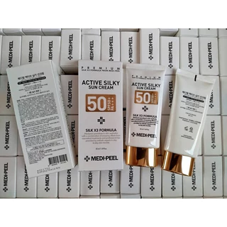 (สั่งในไลฟ์ลด50%) กันแดดเนื้อใยไหม หน้าฉ่ำวาว MEDIPEEL Active Silky Sun Cream SPF50+/PA+++ 50ml