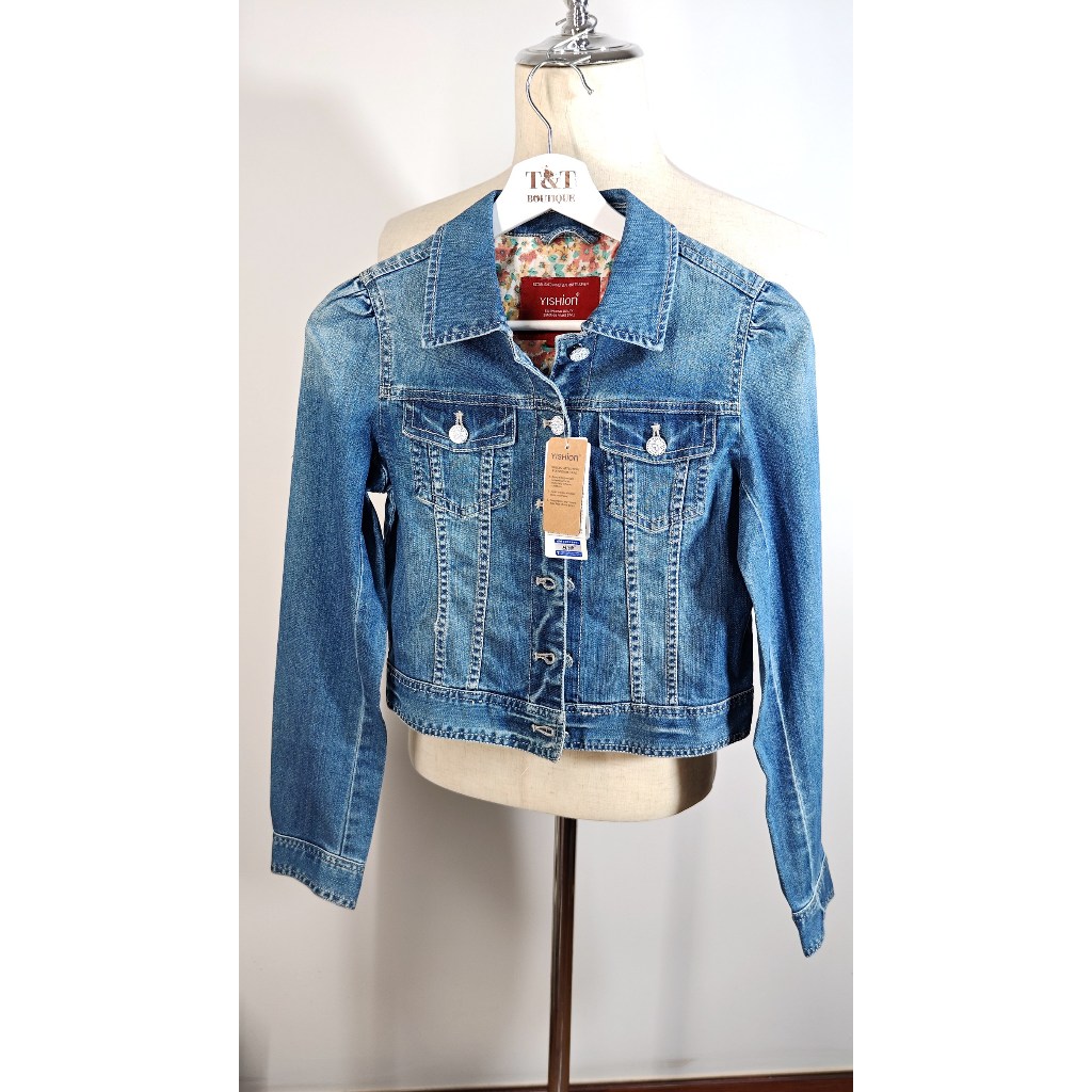 Yishion:แจ็คเก็ตยีนส์สั้นสำหรับสุภาพสตรี/Women's short denim jacket