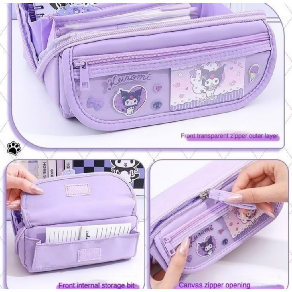 กระเป๋าใส่เครื่องเขียน จุของได้เยอะ ลายการ์ตูน Sanrio ( มีสติ๊กเกอร์แถมให้)*ไม่รวมเครื่องเขียน