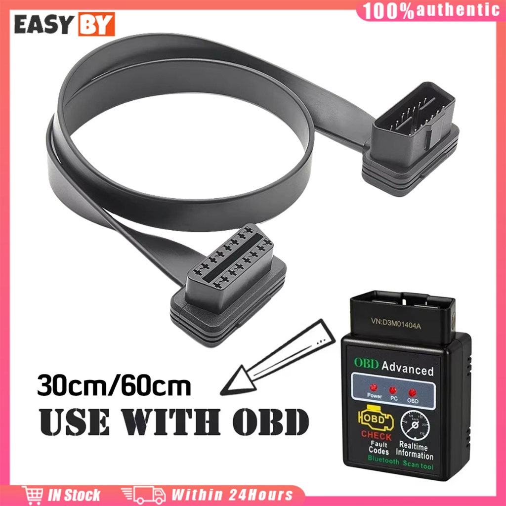 จัดส่งรวดเร็ว สายobd2รถยนต์ 60CM 30CM 16 pin สายเคเบิ้ลต่อขยายรถยนต์ ตัวผู้ เป็นตัวเมีย