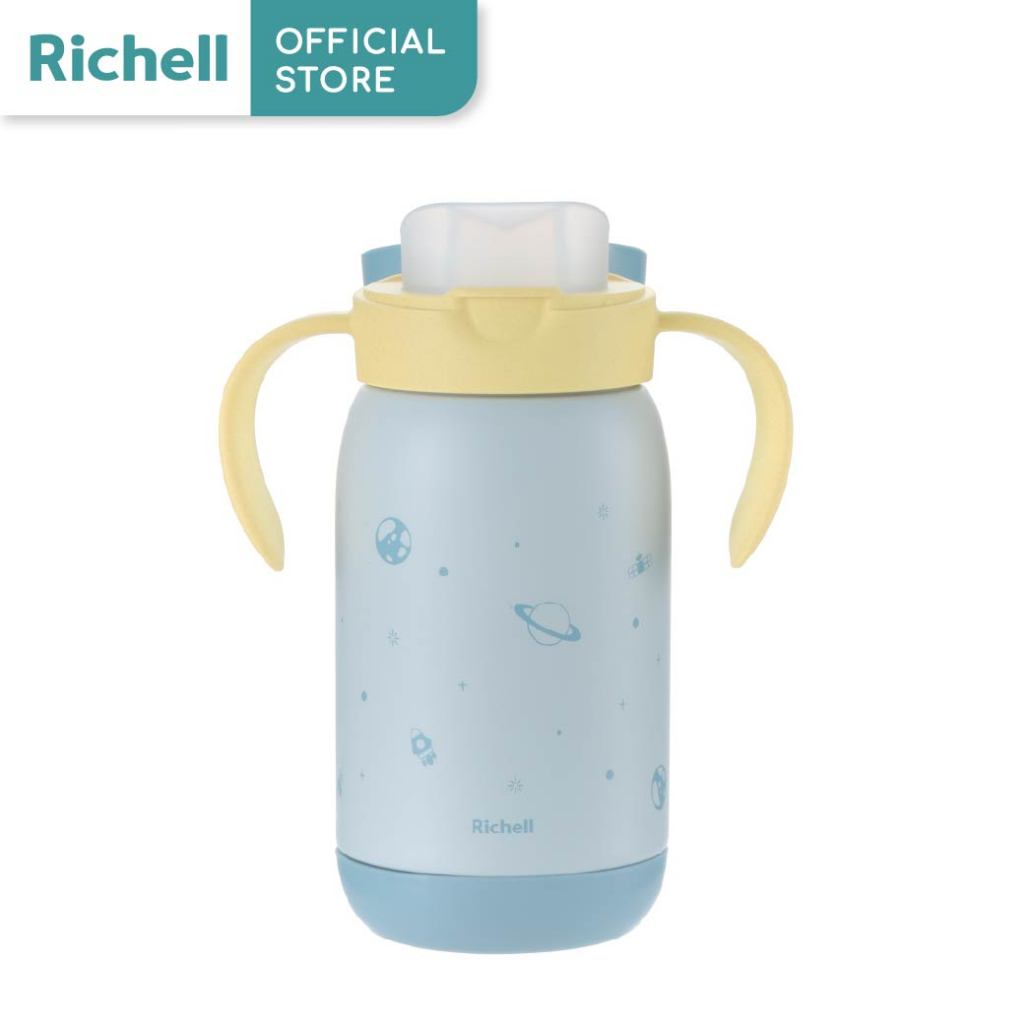Richell(ริเชลล์) T.L.I Insulated Bottle แก้วเก็บความเย็นพกพาสำหรับเด็ก มาพร้อมหูจับถนัดมือ ขนาด 450มล.