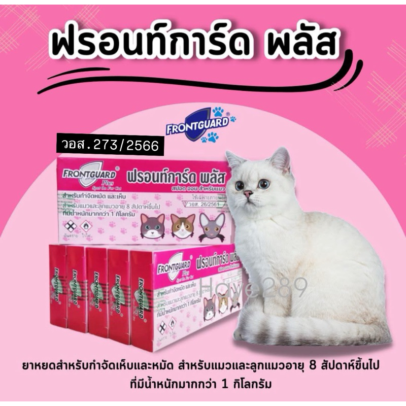แมว Frontguard Plus (เห็บ-หมัดแมว) หยดหลังน้องแมว น้ำหนักมากกว่า 1 กิโลกรัมขึ้นไป เลขทะเบียนยา วอส.273/2566