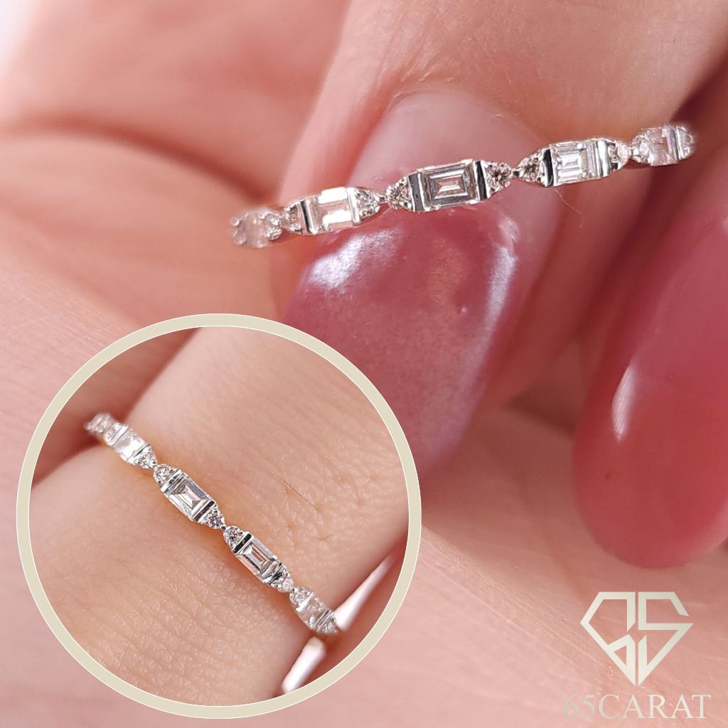 65Carat - แหวนแถวเพชรบาเก็ตสลับเพชรกลม เพชรรวม19ตัง น้ำ98-100 รหัสRI650055