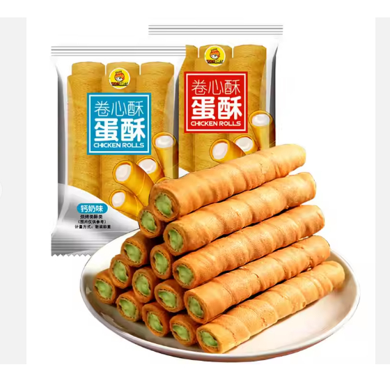 ps0012 ขนม ใข่ม้วนกรอบ สอดใส้นม ใส้ใข่เค็ม กรอบ หอม อร่อย 1ซอง