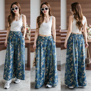 [ส่งเร็ว] Address • กางเกงยีนส์ลายดอกขายาว ทรงขากระบอกใหญ่