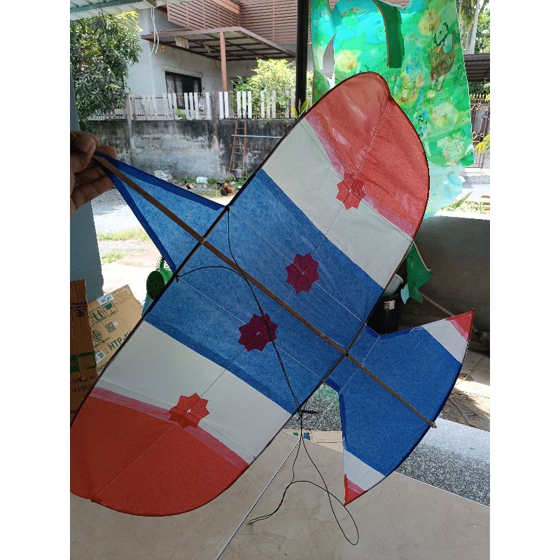 ว่าวนกทำจากไม้ไผ่สีสุก ( ไผ่หนาม )สีธงชาติ ขนาดปีก100 cm. ก่อนส่งลองแล้วทุกตัว