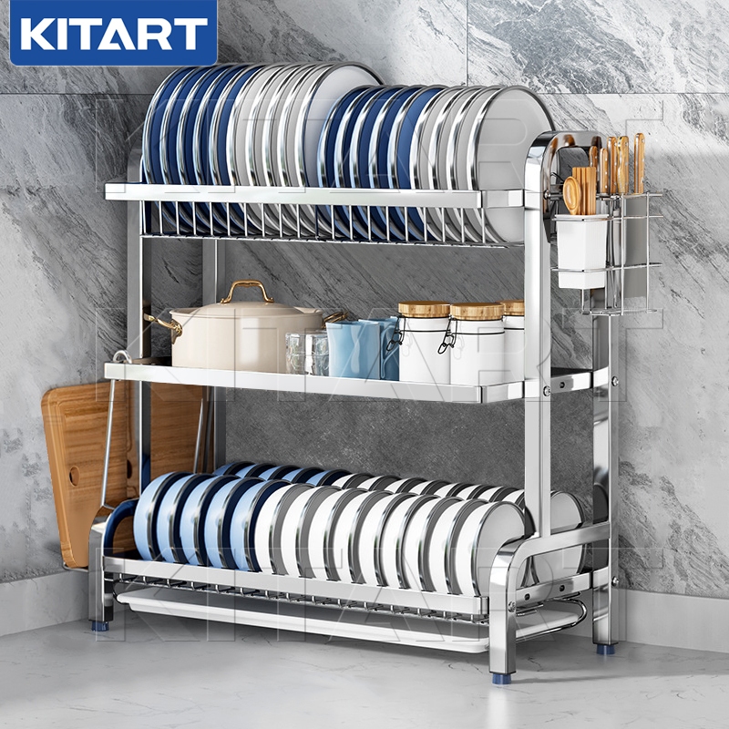 KITART ชั้นวางจาน สแตนเลส 304 ที่คว่ำจาน 2/3 ชั้น ครบชุดสำหรับห้องครัว