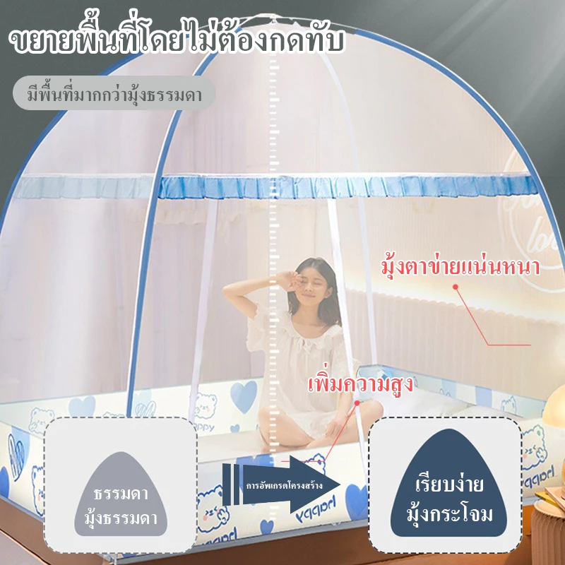 มุ้งเต็นท์สปริง พับเก็บได้ 4ฟุต 5ฟุต 6ฟุต สำหรับผู้ใหญ่และเด็ก thumbnail 7