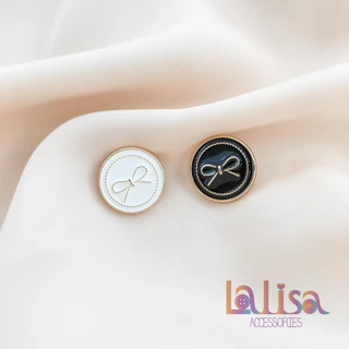 กระดุมโลหะรูปโบว์หูกระต่ายดีไซน์ผ้าเเคชเมียสไตล์คุณหนู alloy button HUY-18mm