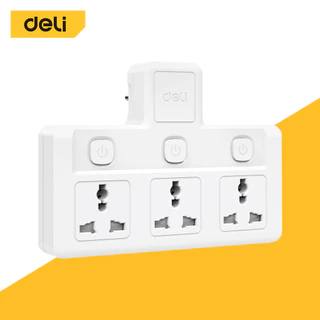 Deli ปลั๊กแปลง ปลั๊กไฟ กำลังไฟ 10A 2500W อแดปเตอร์ ปลั๊กสากล ทนความร้อนได้ 750องศา Universal Adapter