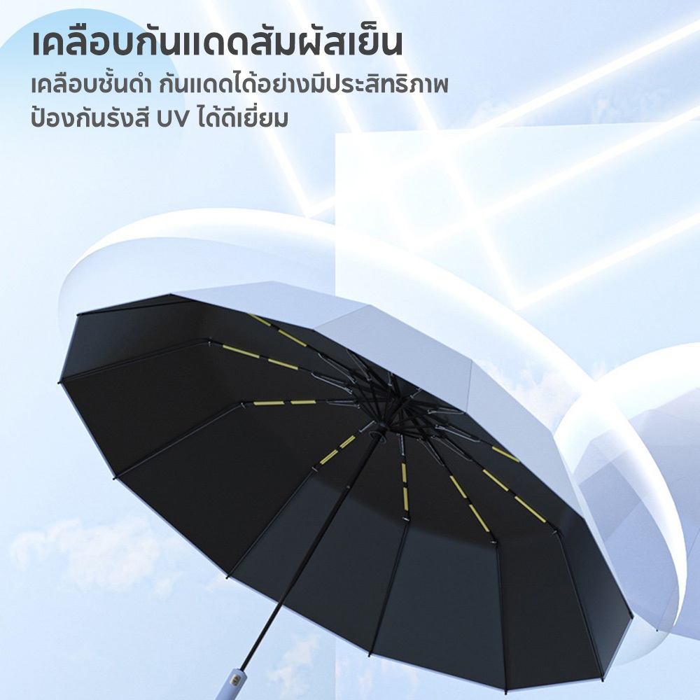 ร่ม ร่มอัตโนมัติ สีพื้น กันฝนกันแดดกันUV พกพาสะดวกน้ำหนักเบา ระบบเปิด-ปิดออโต้ เลือกได้ 9 สีเส้นผ่าศูนย์กลาง 105ซม ราคา ถูกที่สุด ดีลบีเคเค แกลเลอรีภาพที่ 7