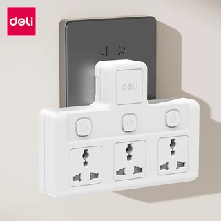 Deli ปลั๊กแปลง ปลั๊กไฟ อแดปเตอร์ กำลังไฟ 10A 2500W ปลั๊กสากล ทนความร้อนได้ 750องศา Universal Adapter