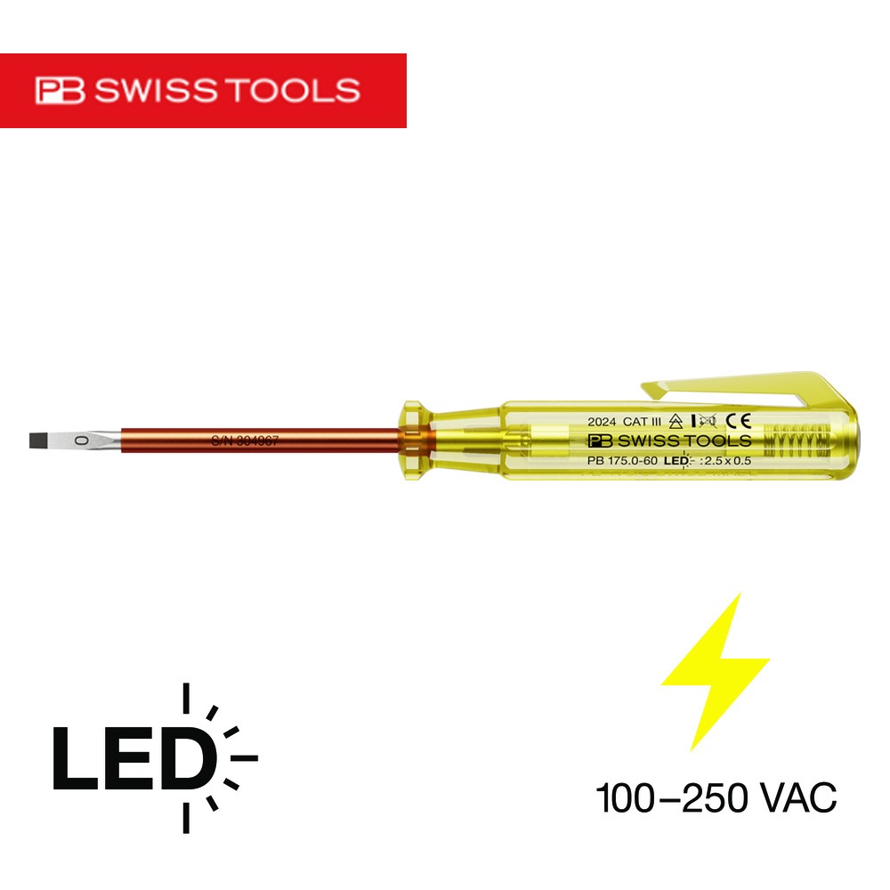 PB Swiss ไขควงวัดไฟ รุ่นไฟ LED (PB175/0-60) อัดแผง