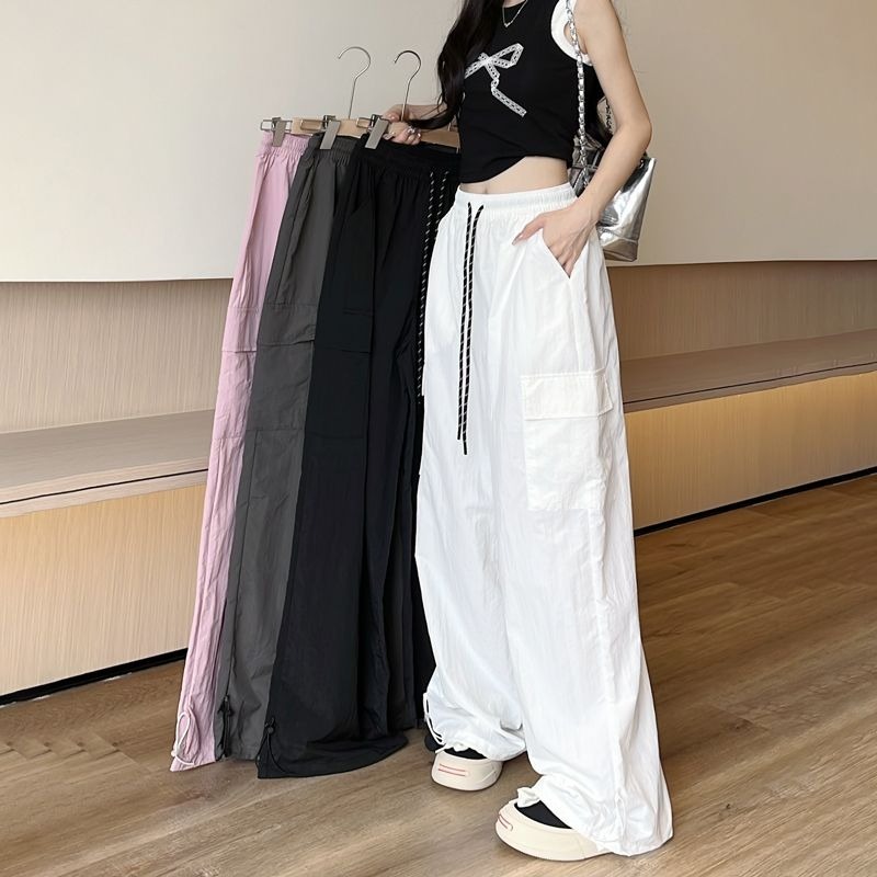 ชุดเอี๊ยมผู้หญิง กางเกงขายาวทรงหลวม เอวยางยืด มี 3 สีให้เลือก