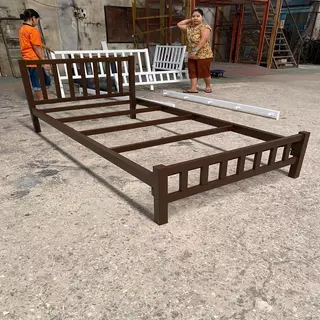 เตียงเหล็กกล่อง ขนาด3.5ฟุต รุ่นมาริโอ้+พื้นไม้MDF หนา1มิล สูง32ซม.