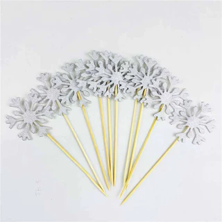 สโนเฟลกแต่งเค้ก ป้ายปักเค้ก เกล็ดหิมะแต่งเค้ก snowflex