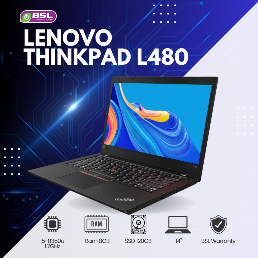 Lenovo Think L480 intel i5-8350U / 8GB / SSD 128GB โน๊ตบุ๊คมือสอง Used laptop