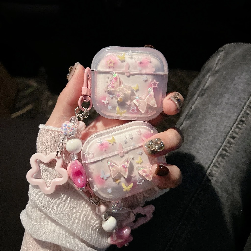เคสหูฟัง Airpods4 ผีเสื้อ เคสใสการ์ตูนนูน Airpods เคสหูฟังบลูทูธ เคสหูฟังไร้สาย 1 2 pro pro2 gen gen2 gen3 Airpods3 4