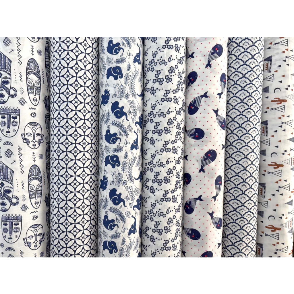 ผ้าแคนวาส ลายช้าง แมว ลายดอกไม้ ทำกระเป๋าผ้าดิบ ผ้าดิบเนื้อหนา 14 ปอนด์ หน่วยขายเป็นเมตร หน้ากว้าง 45 นิ้ว