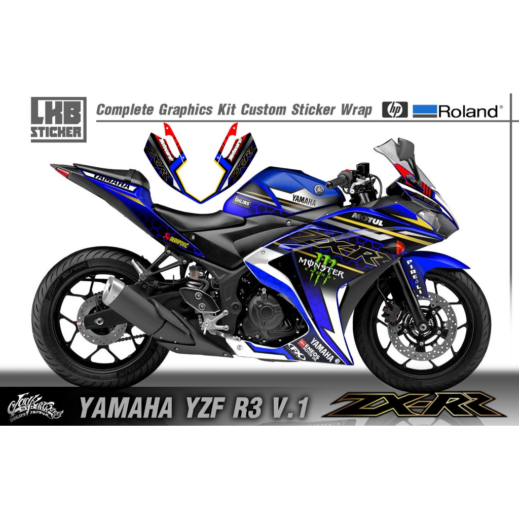 สติ๊กเกอร์แต่งลายรถ Yamaha Yzf R3 V.1 ลาย ZX-RR