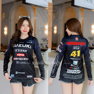 เสื้อยืดแขนยาวลาย SUZUKI 🛵 ชนิดผ้าไมโครสปอร์ต ใส่ได้ทั้งผู้หญิงและผู้ชาย