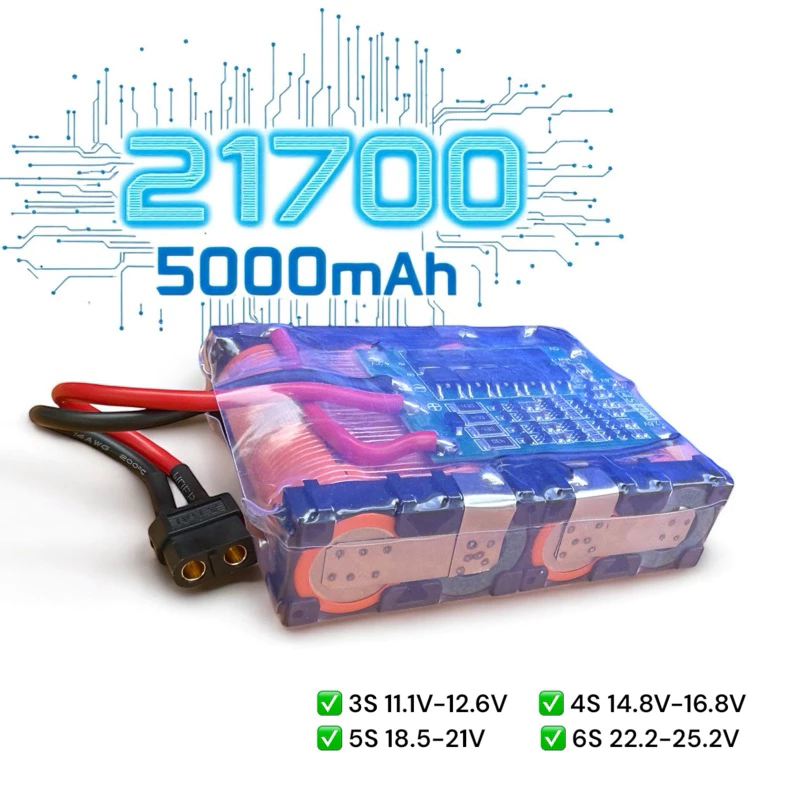 21700 แบตเตอรี่ Li-ion +BMS แพ็คพร้อมใช้งาน บานลานซ์พร้อมแพ็ค