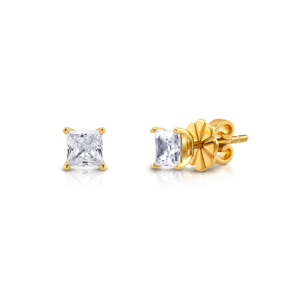 Jewellista ต่างหูเงินแท้ 925  ประดับพลอย CZ 5mm. รุ่น Layla