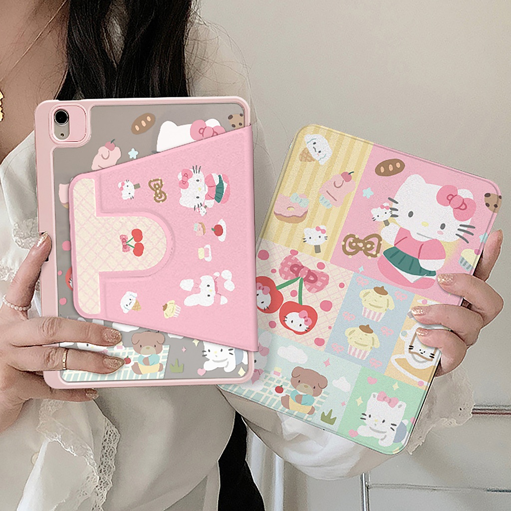 🪐24 ชั่วโมงเคส🪐เคสไอแพด Gen9 Gen10 Air7 ที่ใส่ปากกา เชอร์รี่Kitty เคสiPadหมุน 360° Air6 Gen11 Air5