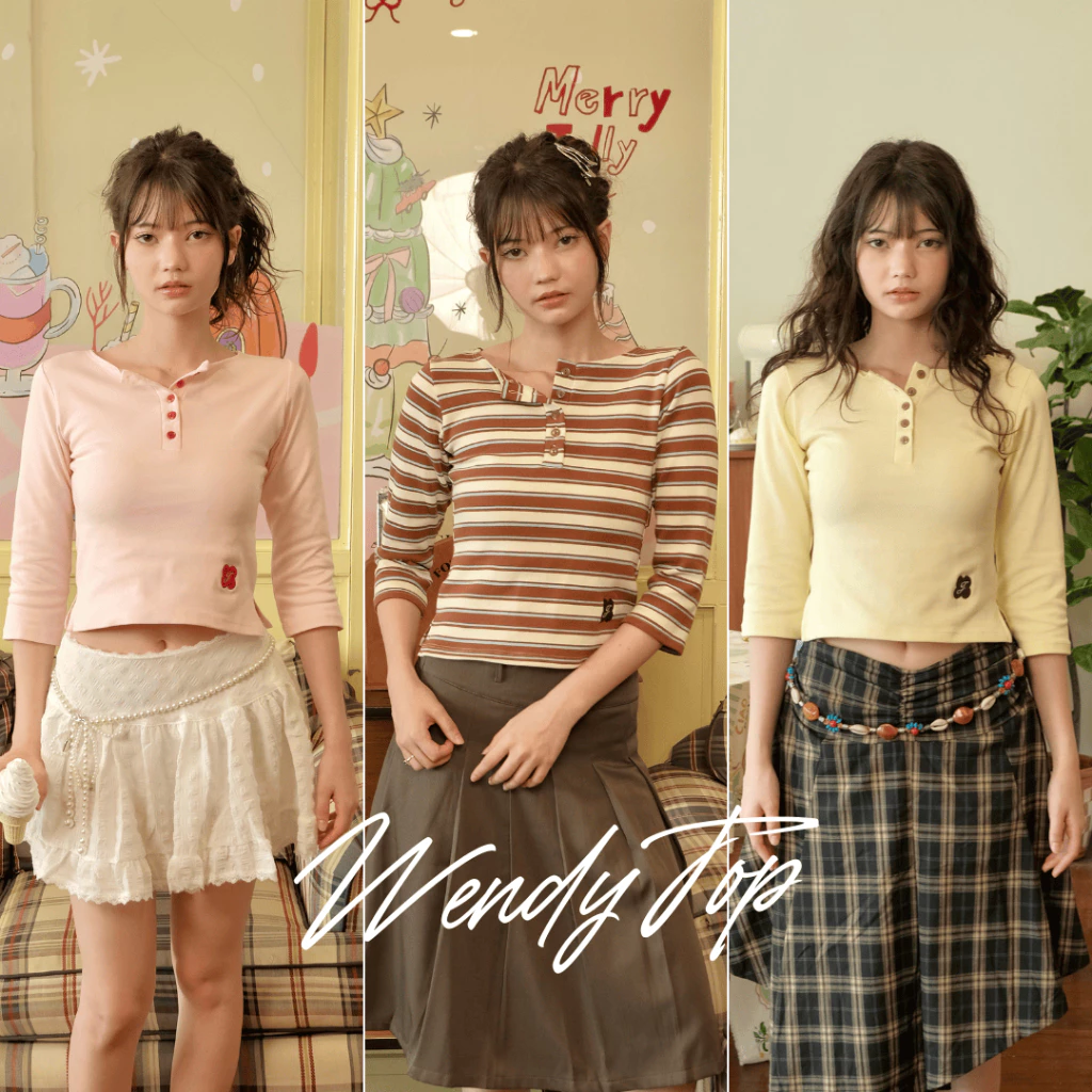 Jiwliw | Wendy Top เสื้อแขนขาว ผ่าด้านข้าง