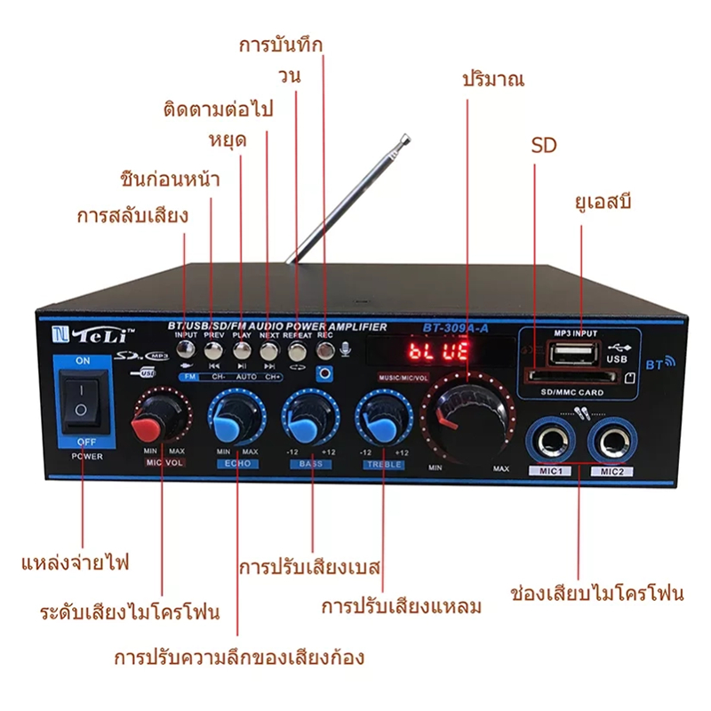 เครื่องขยายเสียง 800W mixer มิกเซอร์แอมป์สเตอริโอ HIFI ไร้สาย บลูทูธ วิทยุ FM แอมป์จิ๋ว สำหรับบ้าน