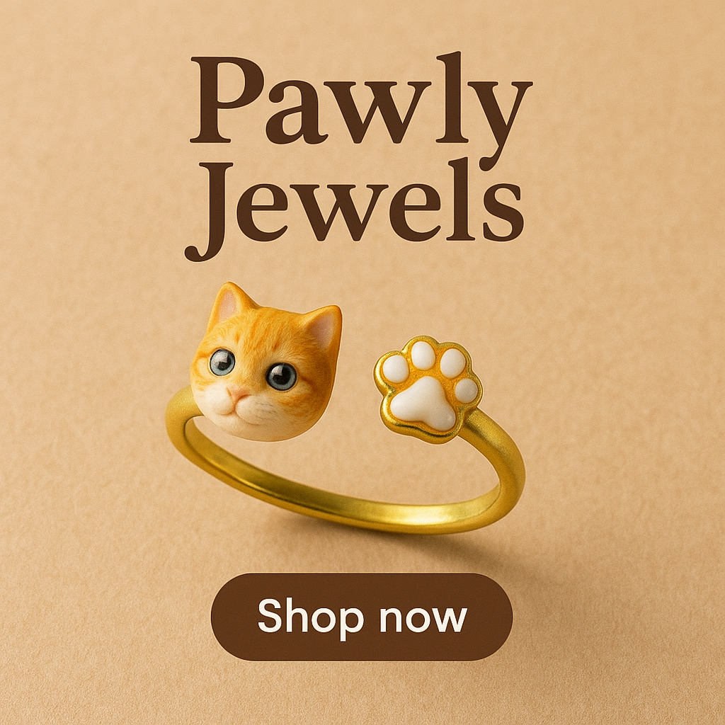 🇹🇭 Pawly Jewels -Enamel  Sunny Meow Ring แหวนแมว สีส้ม สัตว์เลี้ยงน่ารัก ปรับขนาดได้ เคลือบอีนาเมล โดยช่างฝีมือชาวไทย