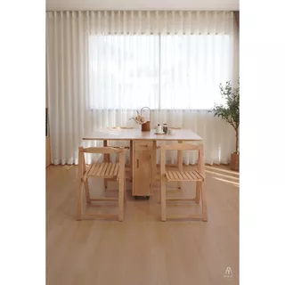MAAI Design Butterfly table set ชุดโต๊ะพับ พร้อมเก้าอี้พับเก็บได้ 4ตัว ประกอบสำเร็จ โต๊ะอเนกประสงค์