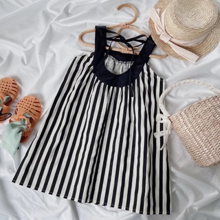 Hania Kids พร้อมส่ง ชุดเด็กผู้หญิง พร้อมส่ง ชุดเดรสกระโปรง ลายทาง ลายจุดน่ารัก - K3124501