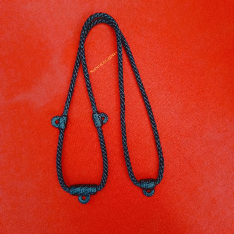 สร้อยเชือกเทียนสีดำถักมีห่วง 3 ห่วง (พิเศษเพิ่ม1ห่วงหลัง) งานแฮนเมดเชือกเทียนสีดำ ไม่อมน้ำ ไม่อมเหงื่อ ลายถักปราณีต - รูปที่ 2