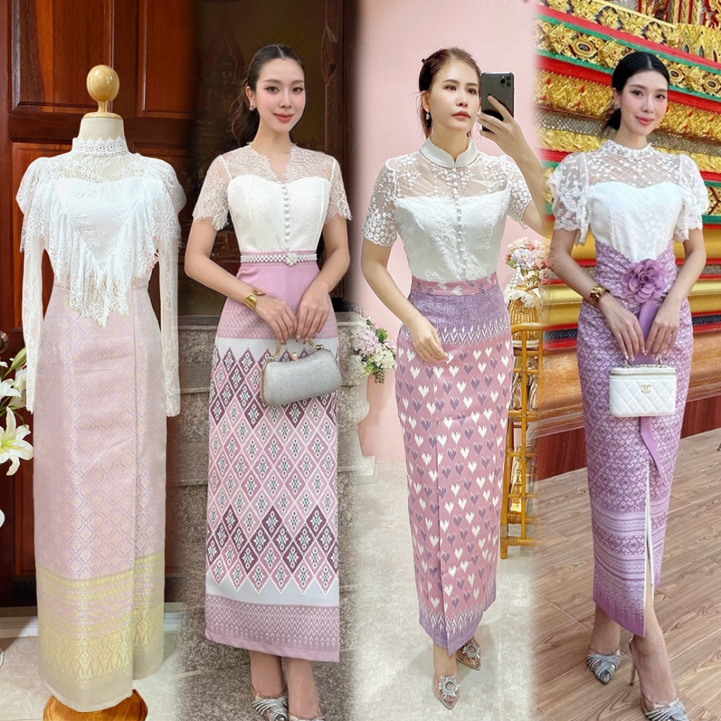 S-XXL เสื้อลูกไม้สีขาวสวยๆ ใส่กับผ้าถุง ใส่ทำบุญ #เสื้อลูกไม้ใส่ไปงานแต่ง งานบวช