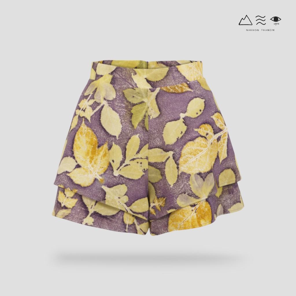 ECO กางเกงขาสั้น ระบาย 2 ชั้น สี Logwood