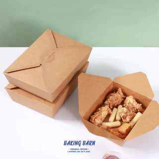Baking barn (50 ชิ้น/แพ็ค) กล่องกระดาษเหลี่ยมแบบพับล๊อค Paper lunch box