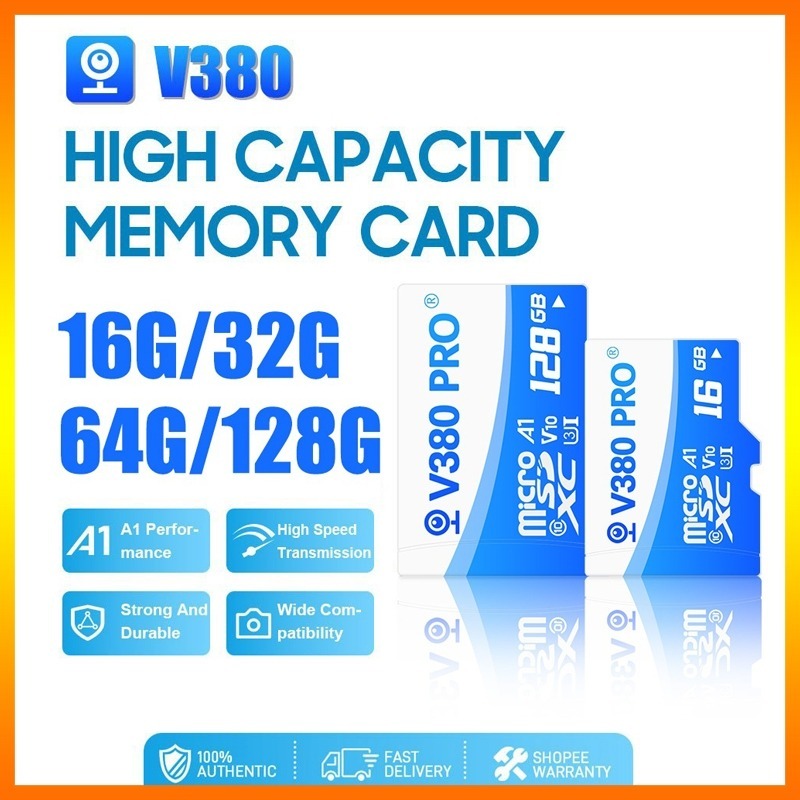 V380 PRO 100MB การ์ด Micro SD ความเร็วสูง 16GB 32GB 64GB 128GB TF Card สําหรับโทรศัพท์กล้องวงจรปิดหรือการ์ดหน่วยความจําก