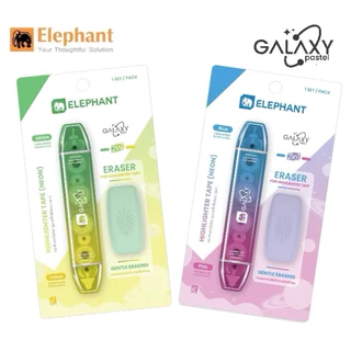 เทป เน้นข้อความ ไฮไลท์ แถม ยางลบสำรหับ เทปเน้นข้อความ ตราช้าง สีทูโทน สีพาสเทล Elephant เทบ US.Station